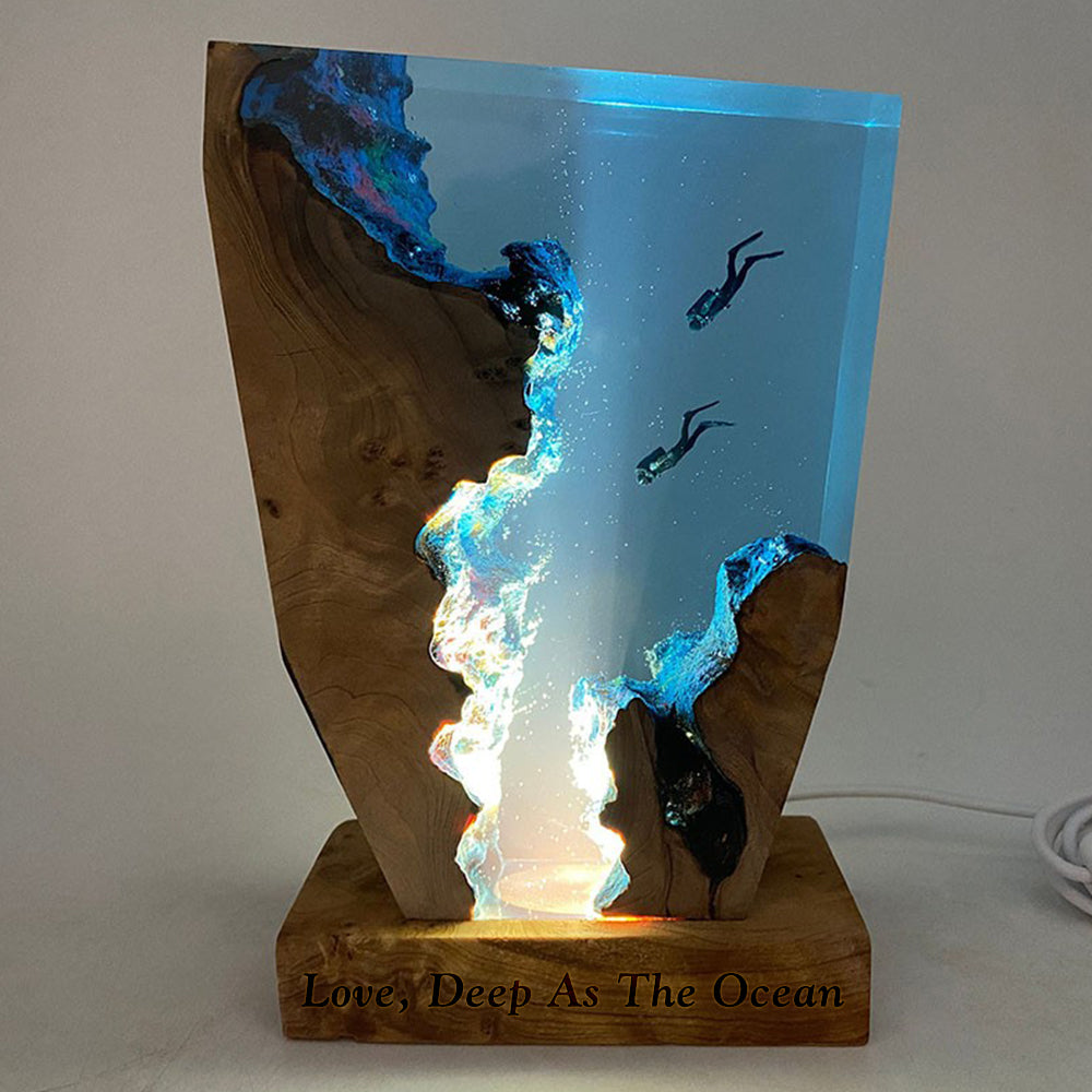 Scuba Couple Diver Dragon Resin Lamp Creative Night Light Home Decor Gift Unique Christmas Gift Birthday Gift Ideas