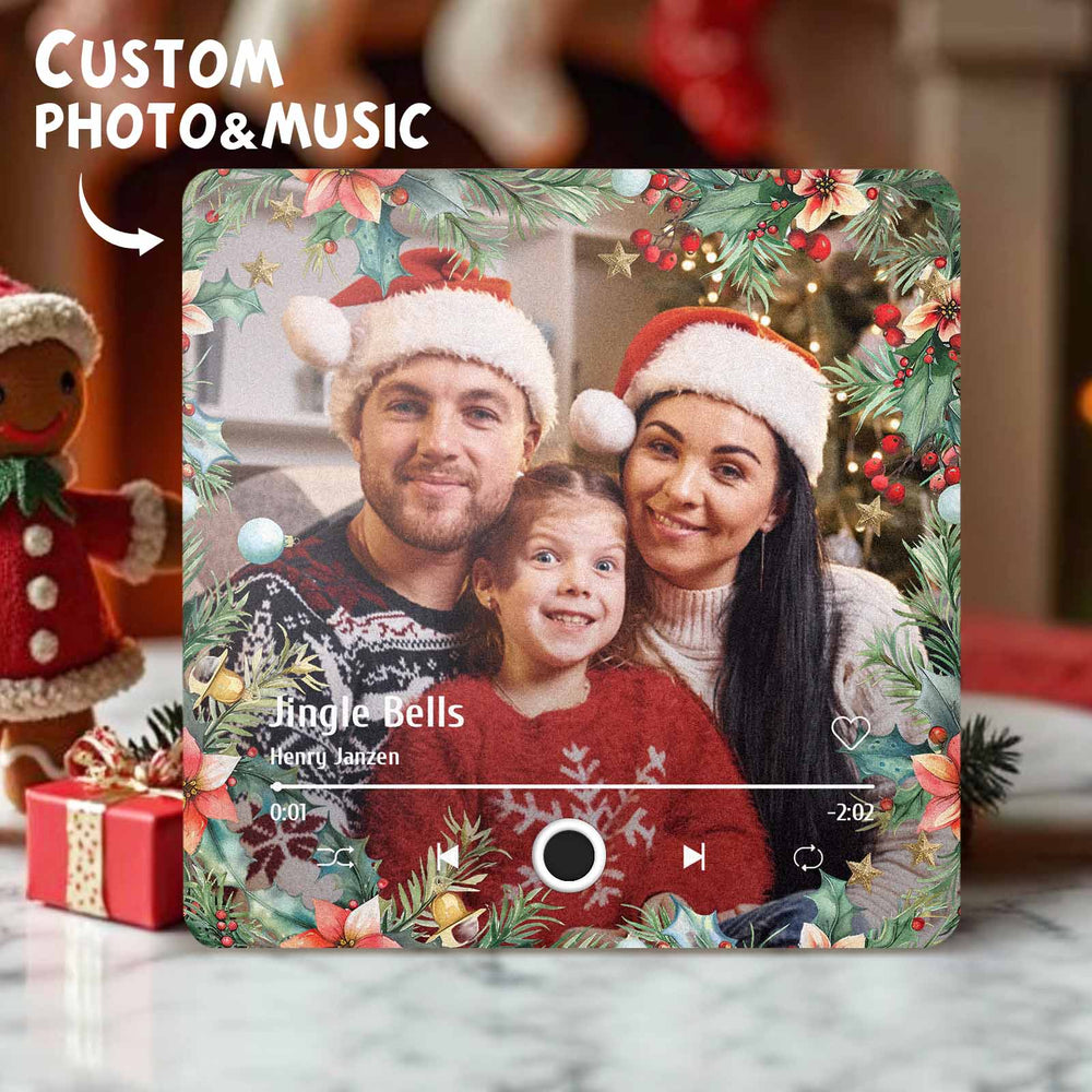 Personalized Christmas Family Photo Music Fridge Magnet Custom Music Magnets Can Play Songs Christmas Gifts for Family