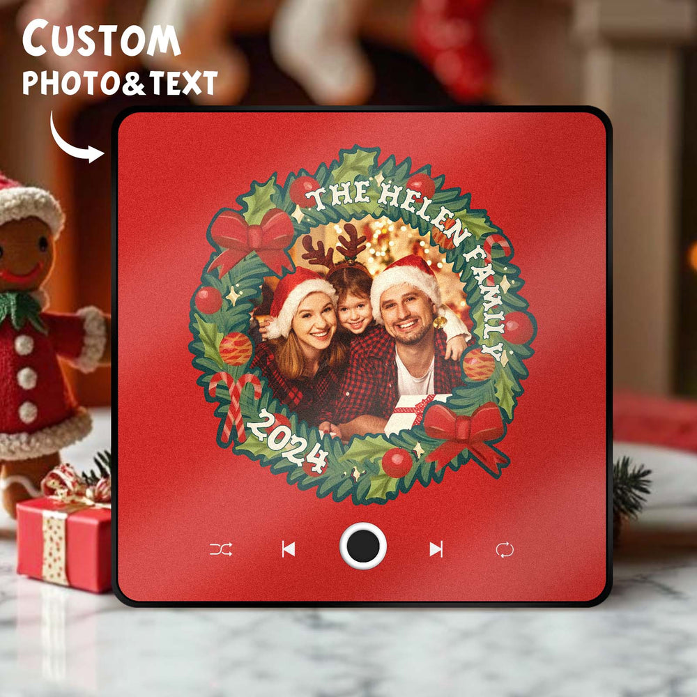 Personalized Christmas Wreath Family Photo Music Fridge Magnet Custom Music Magnets Can Play Songs Christmas Gifts