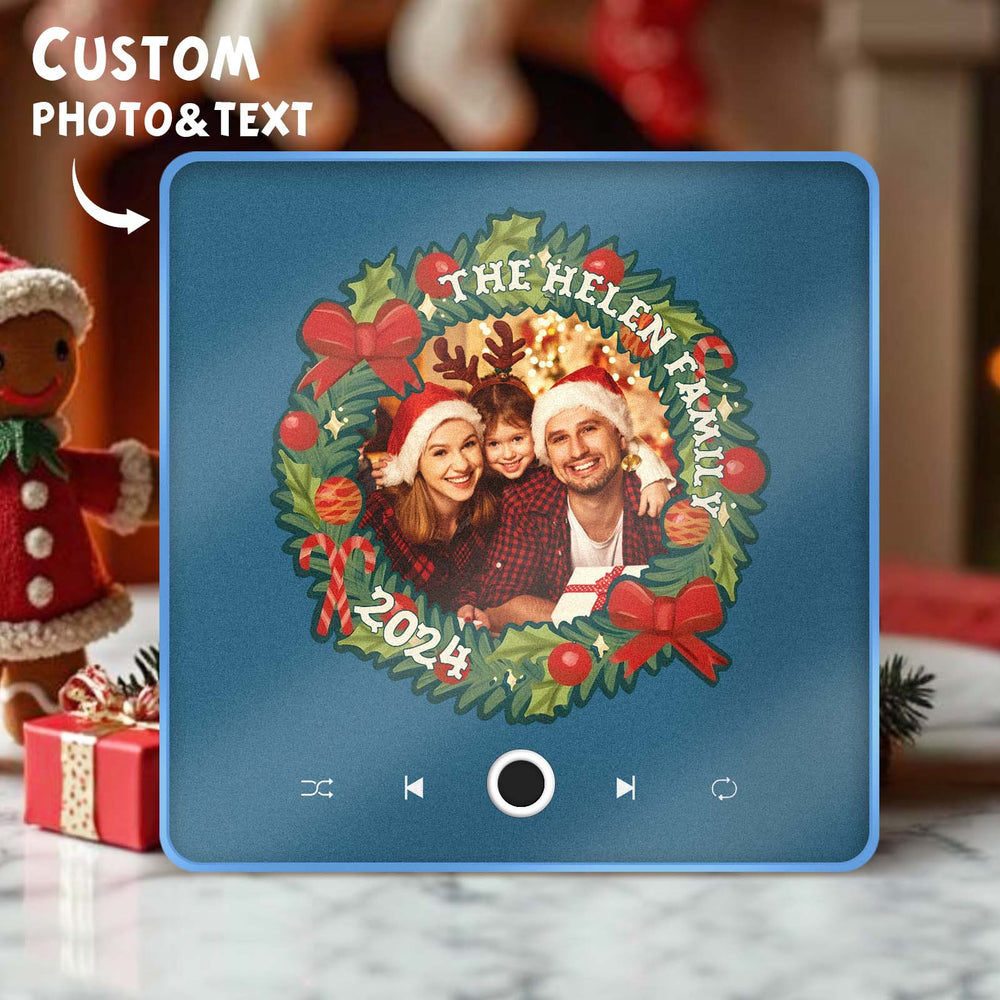 Personalized Christmas Wreath Family Photo Music Fridge Magnet Custom Music Magnets Can Play Songs Christmas Gifts