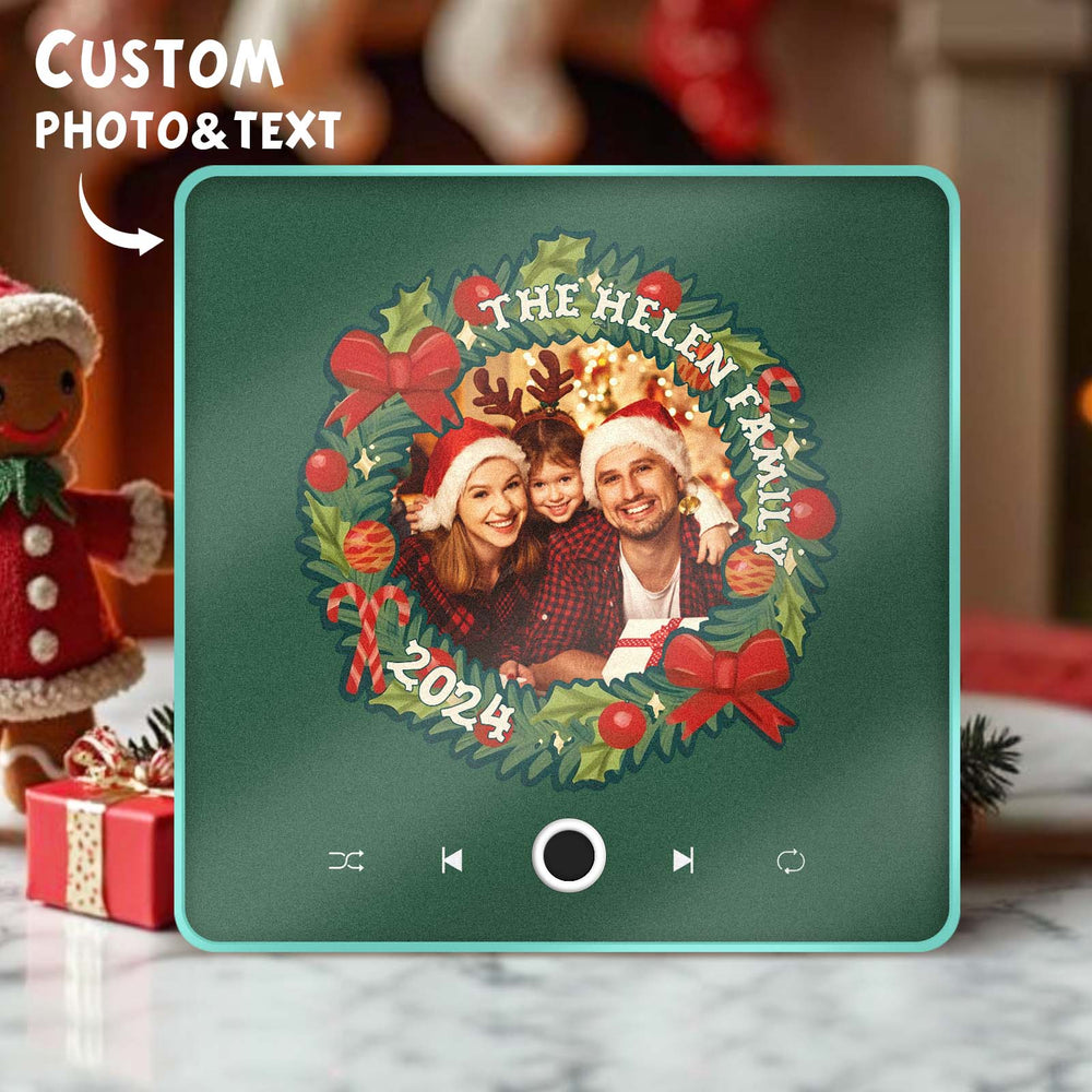 Personalized Christmas Wreath Family Photo Music Fridge Magnet Custom Music Magnets Can Play Songs Christmas Gifts