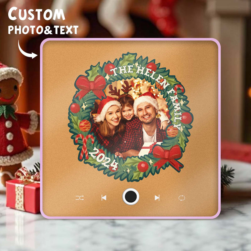 Personalized Christmas Wreath Family Photo Music Fridge Magnet Custom Music Magnets Can Play Songs Christmas Gifts