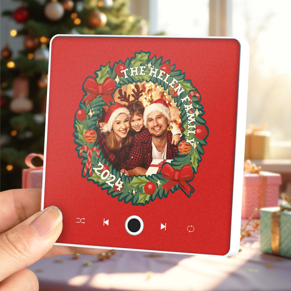 Personalized Christmas Wreath Family Photo Music Fridge Magnet Custom Music Magnets Can Play Songs Christmas Gifts