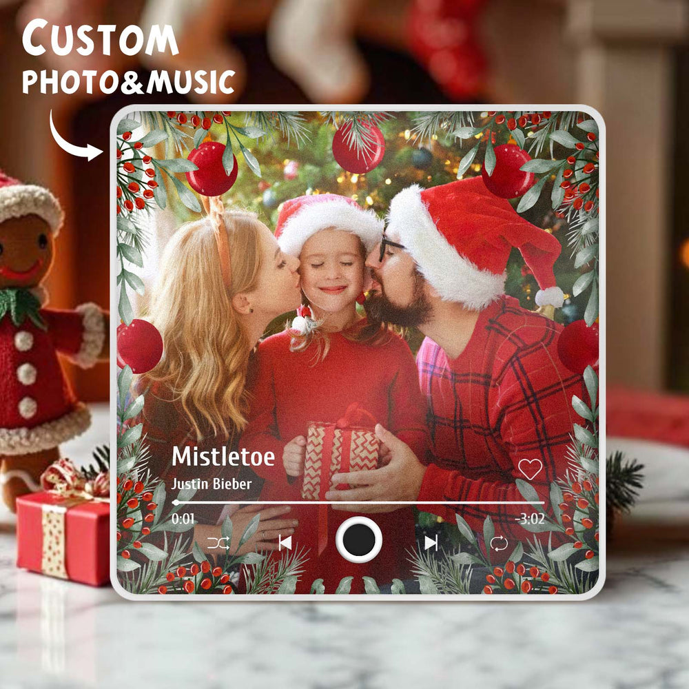 Personalized Christmas Family Photo Music Fridge Magnet Custom Music Magnets Can Play Songs Christmas Gifts for Family