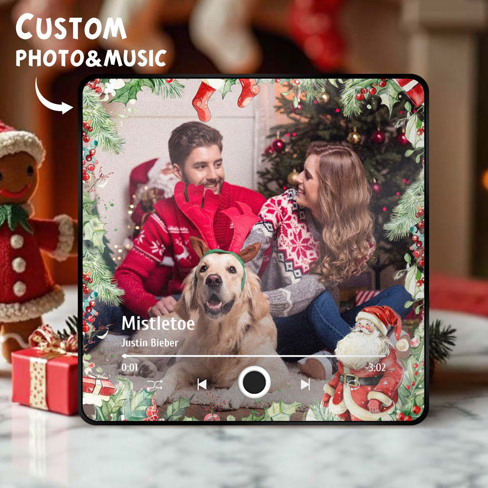 Personalized Christmas Family Photo Music Fridge Magnet Custom Music Magnets Can Play Songs Christmas Gifts for Family