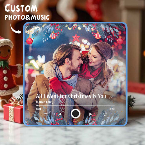 Custom Photo Music Fridge Magnet Christmas Gifts for Lovers Personalized Music Magnets Can Play Songs - photomoonlampau