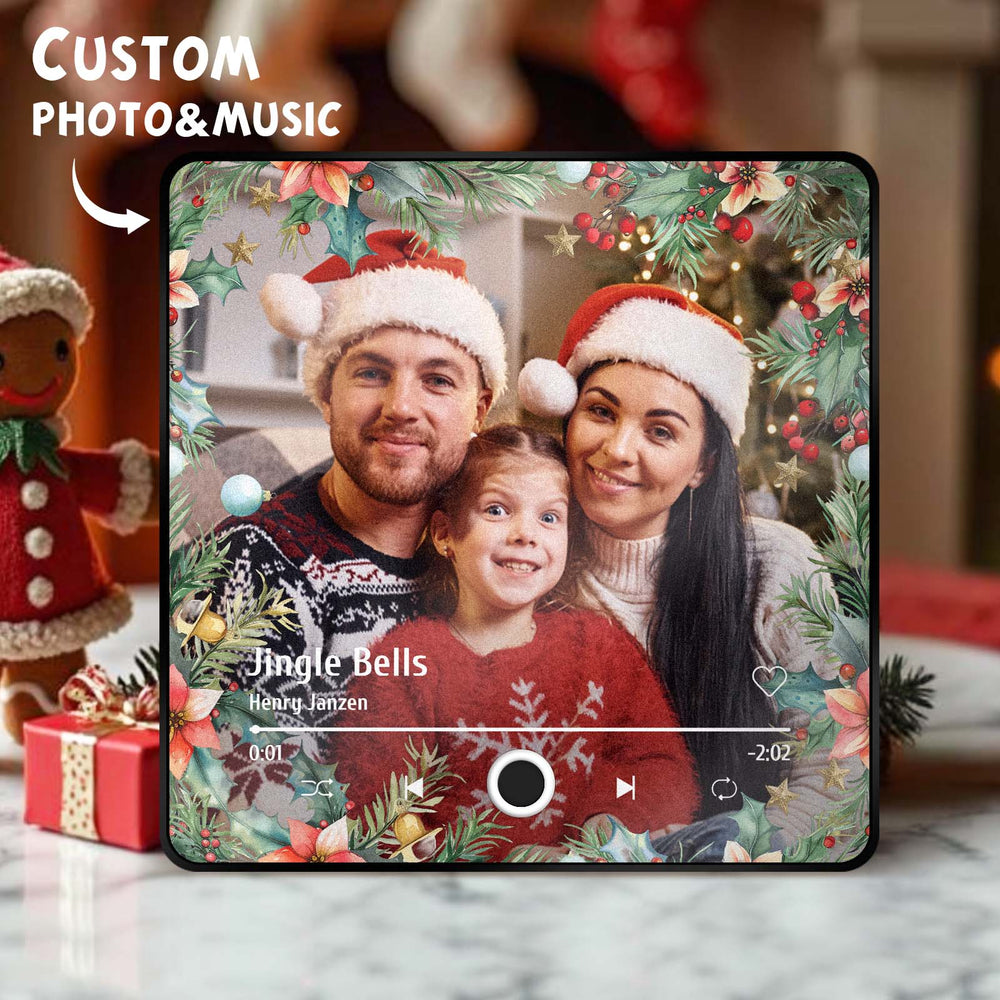 Custom Family Photo Music Fridge Magnet Christmas Gifts for Family Personalized Music Magnets Can Play Songs