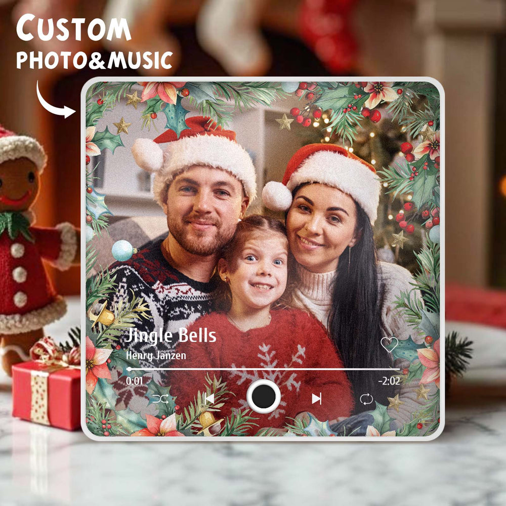 Personalized Family Photo Music Fridge Magnet Christmas Gifts for Family Custom Music Magnets Can Play Songs