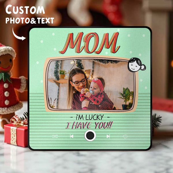 Personalized Music Fridge Magnet Christmas Gift for Mom Custom Music Magnets Can Play Songs Family Gifts - photomoonlampau