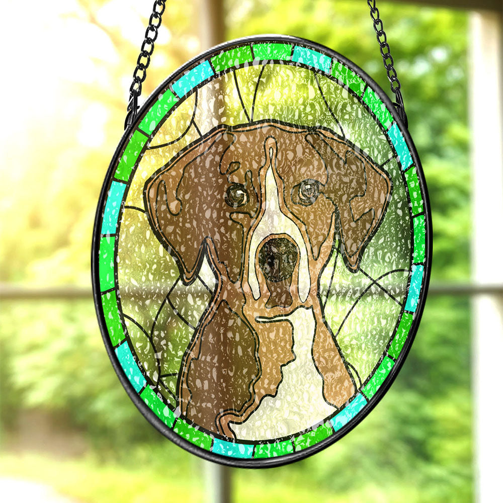 Custom Personalized Pet Portrait Stained Glass Suncatcher Memorial Gift for Pet Lovers