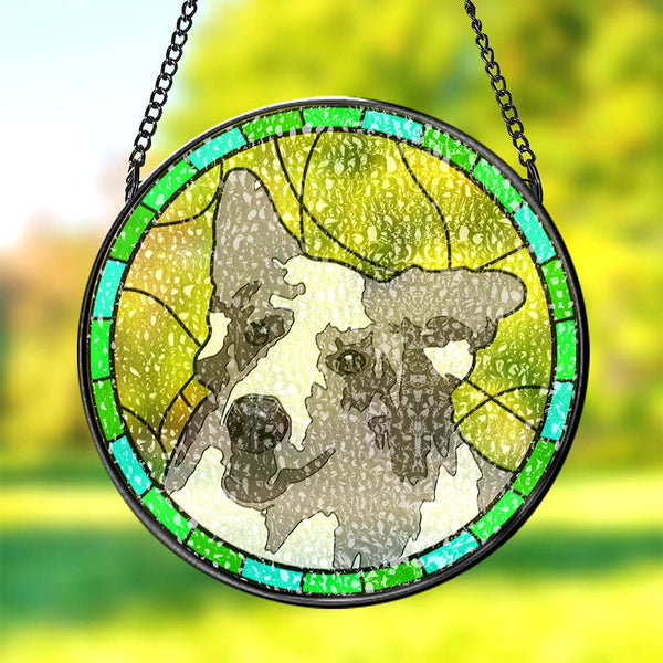 Personalized Pet Portrait Stained Glass Suncatcher Memorial Gift for Pet Lovers - photomoonlampau