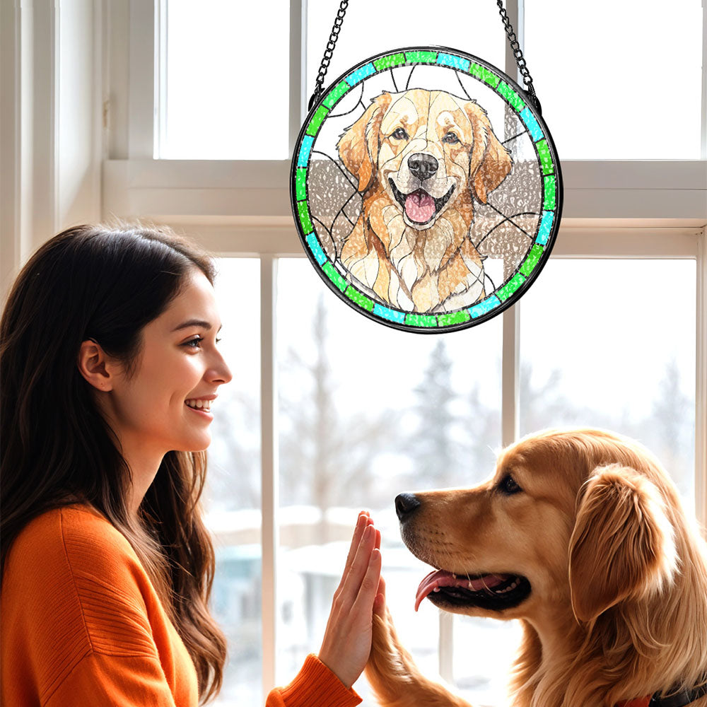 Personalized Ornament Dog Memorial Pet Portrait Art Suncatcher Stained Glass Gifts for Pet Lovers