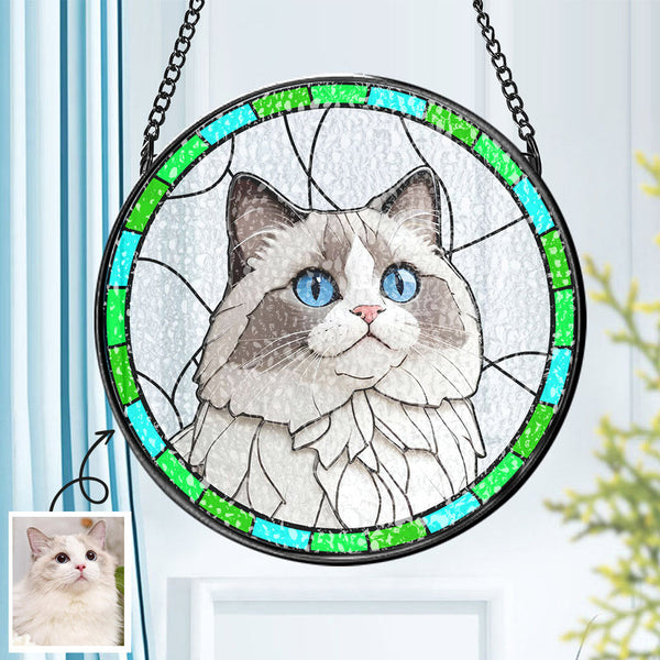 Personalized Ornament Dog Memorial Pet Portrait Art Suncatcher Stained Glass Gifts for Pet Lovers - photomoonlampau