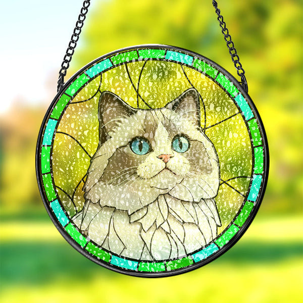 Custom Pet Portrait Art Suncatcher Stained Glass Ornament Dog Memorial Gifts for Pet Lovers - photomoonlampau