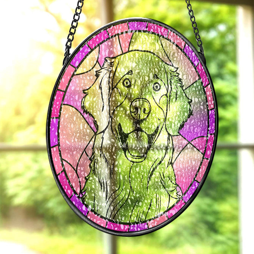 Custom Pet Portrait Suncatcher Stained Glass Pet Ornament Remembrance Gifts for Pet Lovers