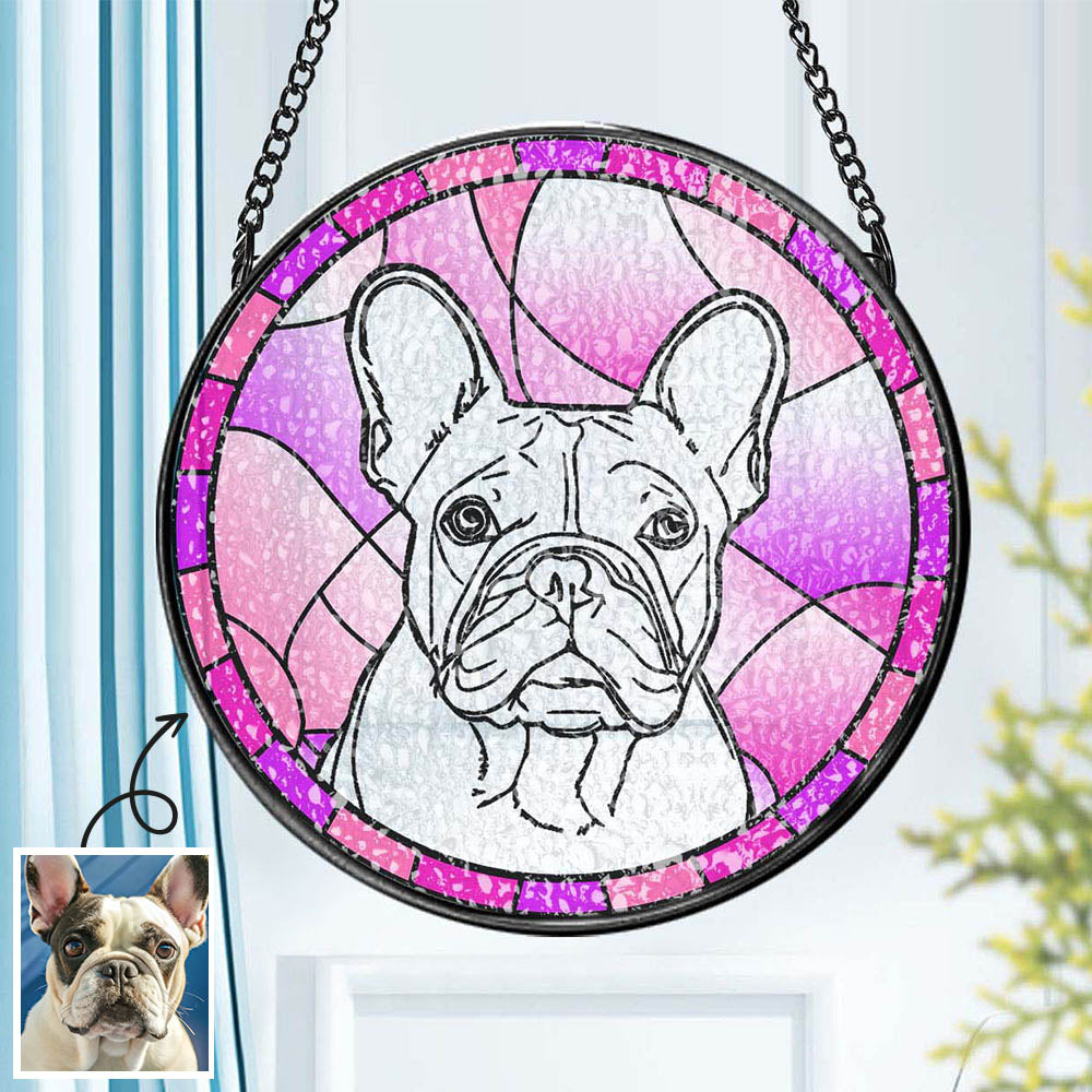 Personalized Pet Portrait Suncatcher Stained Glass Pet Ornament Remembrance Gifts for Pet Lovers