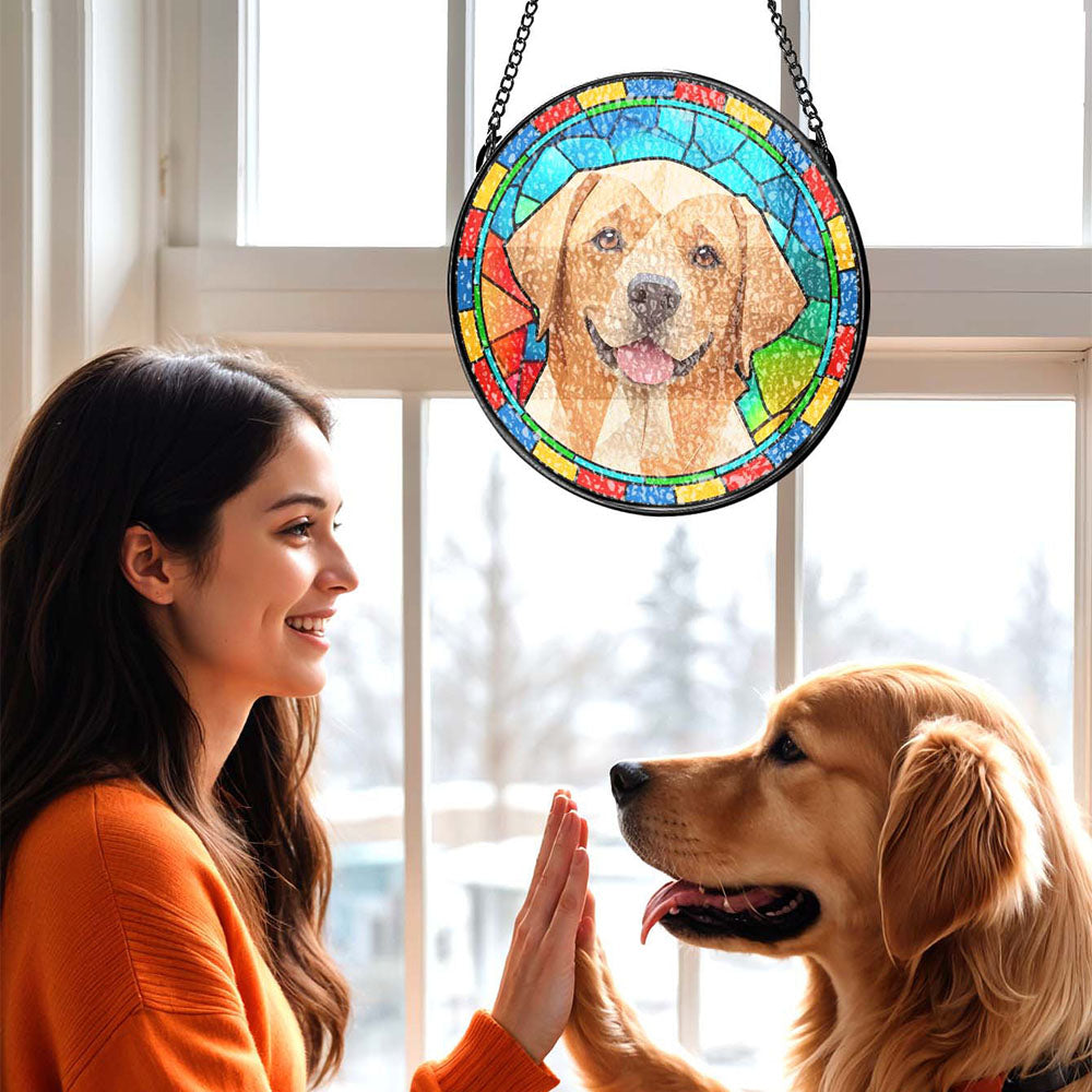 Custom Pet Stained Glass Suncatcher Pet Ornament Memorial Gifts for Pet Lovers