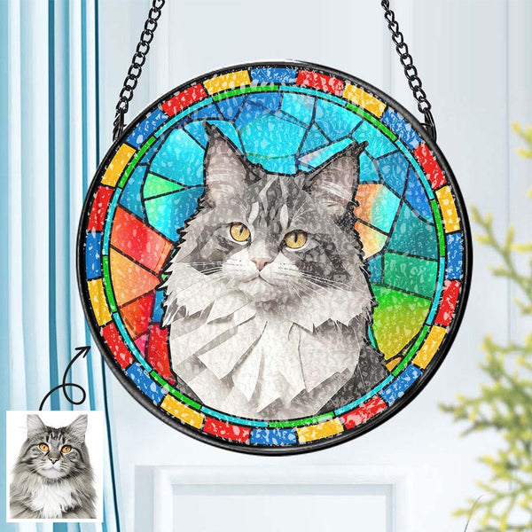 Personalized Pet Ornament Memorial Custom Pet Stained Glass Suncatcher Gifts for Pet Lovers - photomoonlampau