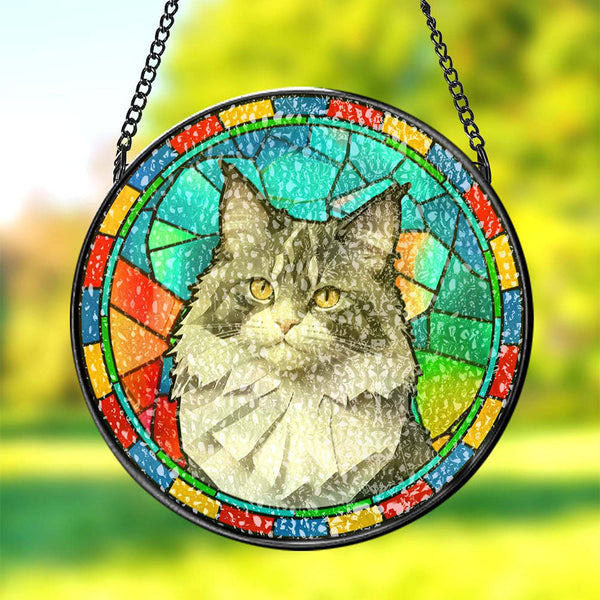 Custom Pet Stained Glass Suncatcher Pet Ornament Memorial Gifts for Pet Lovers - photomoonlampau