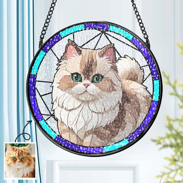 Custom Personalized Pet Memorial Ornament Pet Stained Glass Art Suncatcher Gifts for Pet Lovers - photomoonlampau