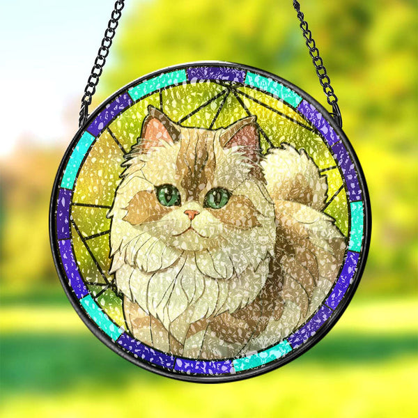 Personalized Pet Stained Glass Art Suncatcher Pet Memorial Ornament Gifts for Pet Lovers - photomoonlampau