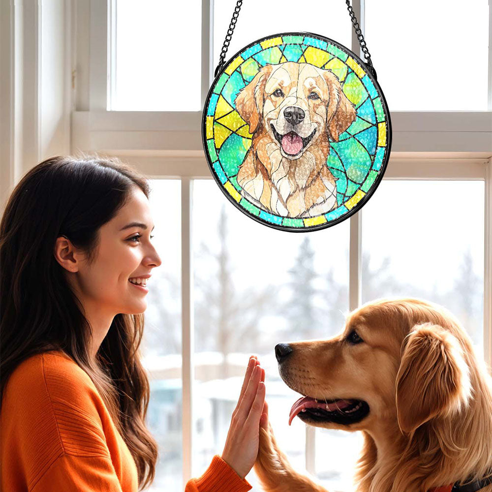 Personalized Custom Pet Ornament Remembrance Pet Stained Glass Suncatcher Gifts for Pet Lovers