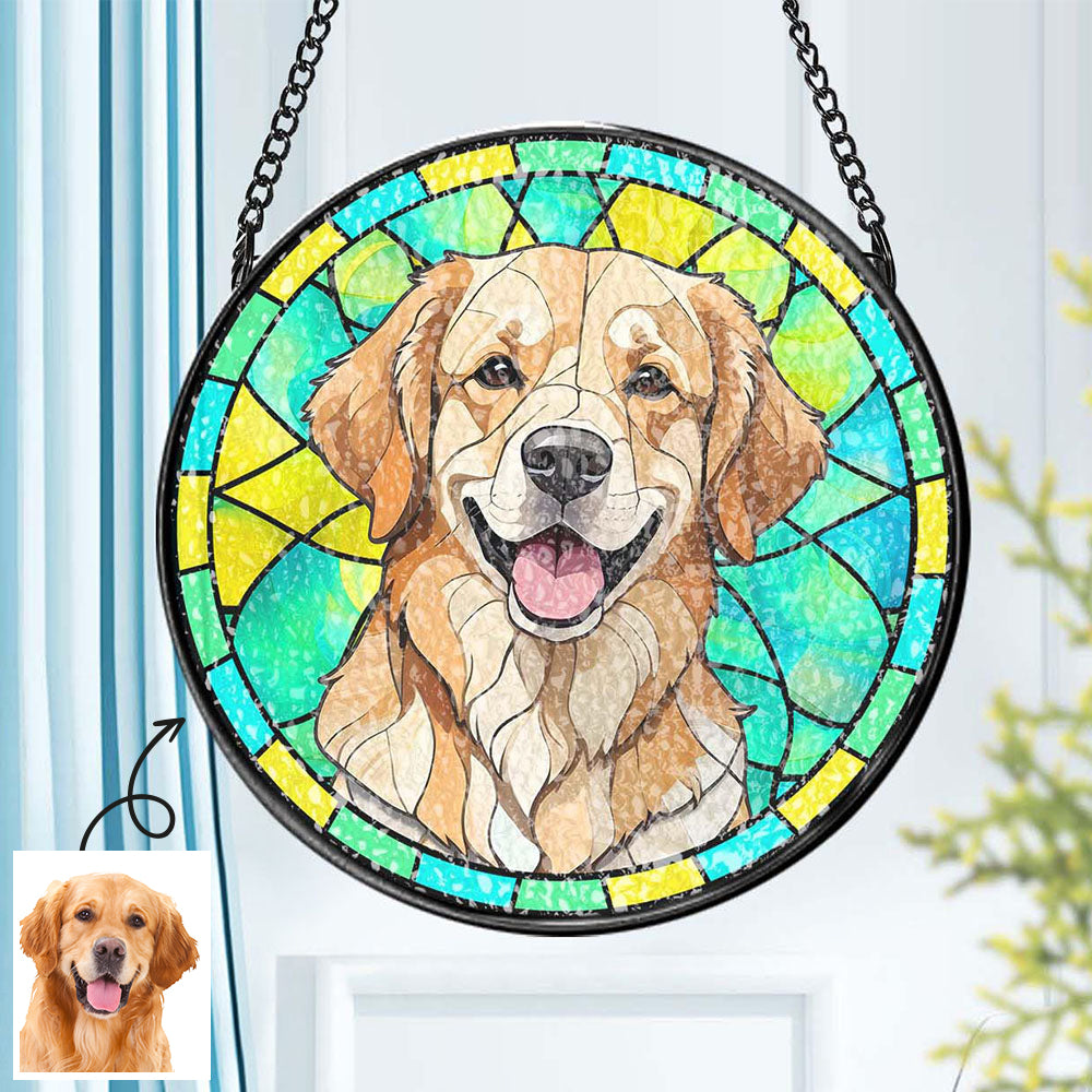 Personalized Custom Pet Ornament Remembrance Pet Stained Glass Suncatcher Gifts for Pet Lovers