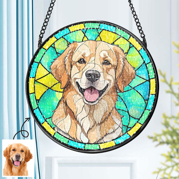 Personalized Custom Pet Ornament Remembrance Pet Stained Glass Suncatcher Gifts for Pet Lovers - photomoonlampau