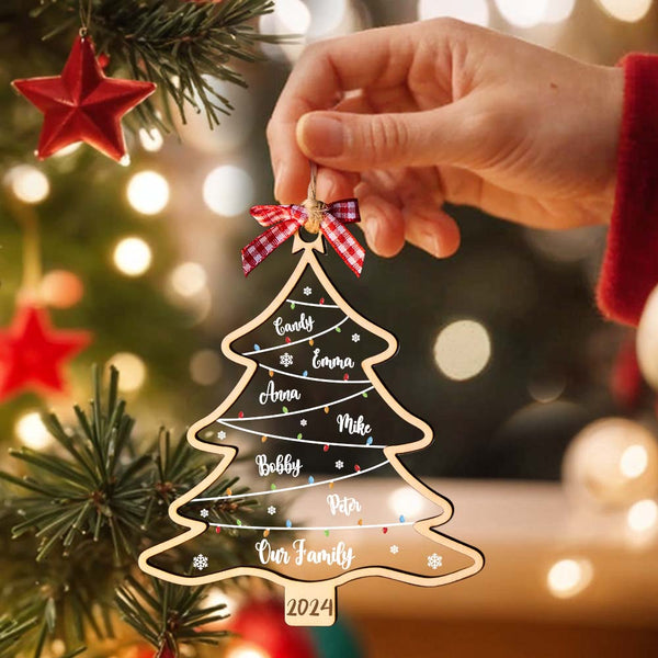 Personalized Christmas Tree Ornament with Names Family Christmas Ornament Gift - photomoonlampau