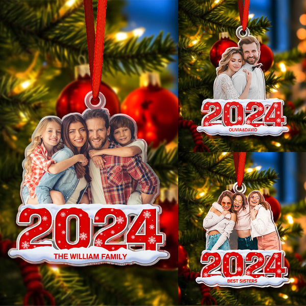 Custom Photo Christmas Ornament 2024 Acrylic Ornament Christmas Gift for Family or Friend - photomoonlampau