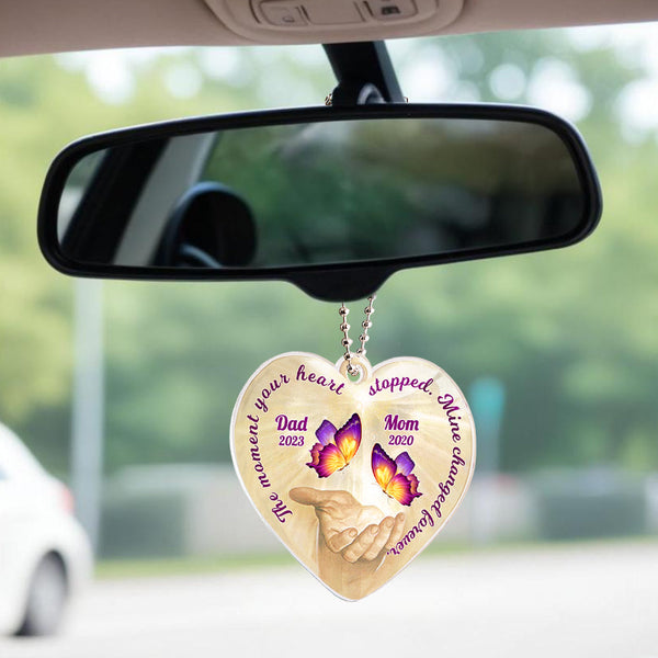 Personalized Butterfly Car Ornament with Name Heart Memorial Ornament Gift - photomoonlampau