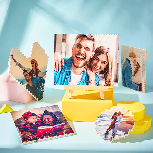Birthday's Day Gifts Custom Photo Building Brick Personalized Music Code Block Heart Shaped Photo Block Gifts for Her - photomoonlampau