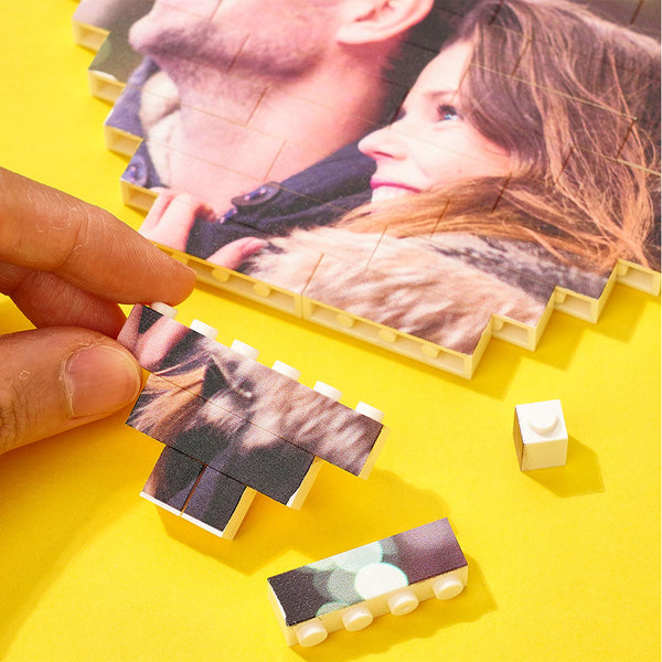 Personalized Heart Photo Block Puzzle Building Brick Anniversary Birthday Valentine's Day Gift Ideas - photomoonlampau