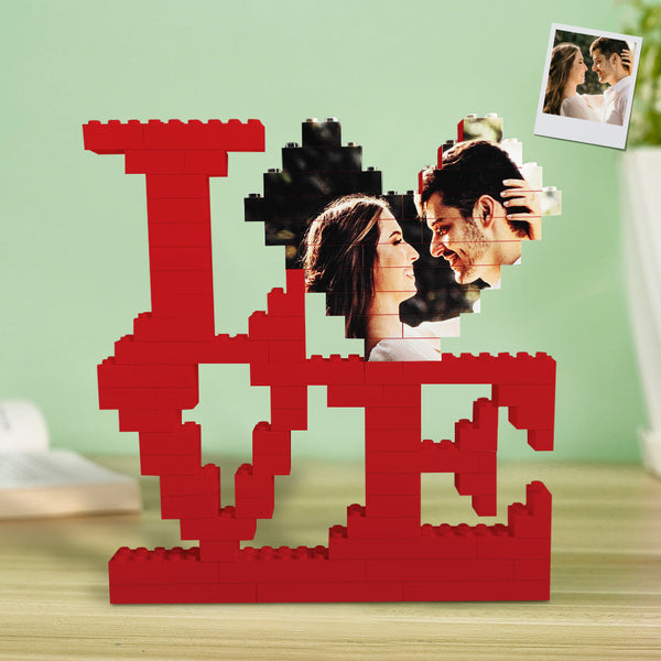 Custom Building Brick Photo Block Personalised Love Brick Puzzles Gifts for Lovers - photomoonlampau