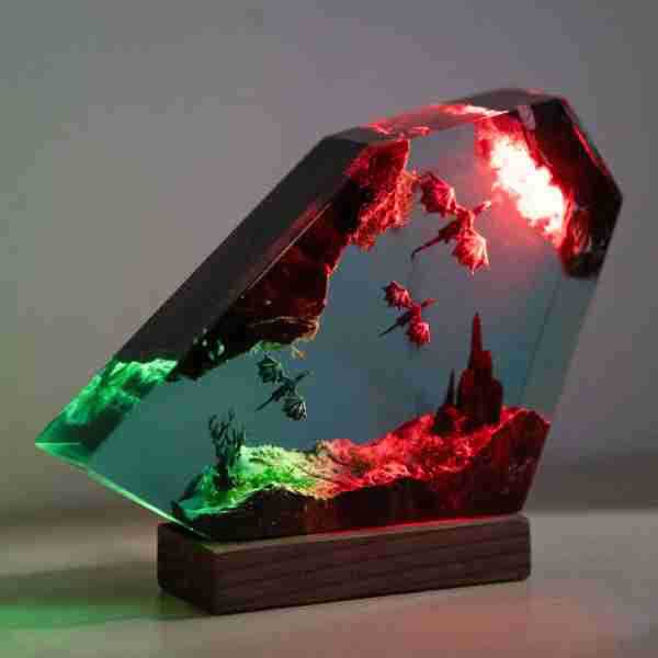 Fire Dragon And Ice Dragon Resin Lamp Dragon Resin Night Light 3D Dragon Night Light Lighting Home Gift For Him