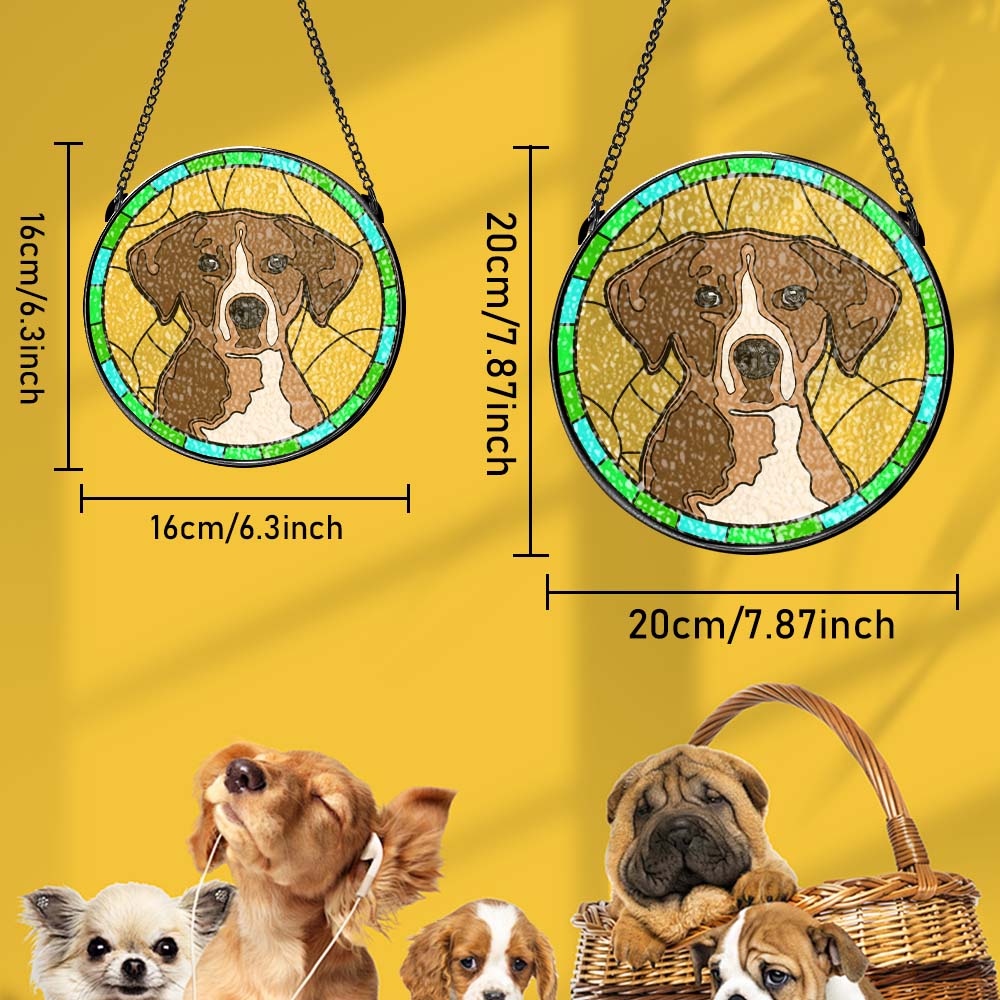 Custom Personalized Pet Portrait Stained Glass Suncatcher Memorial Gift for Pet Lovers