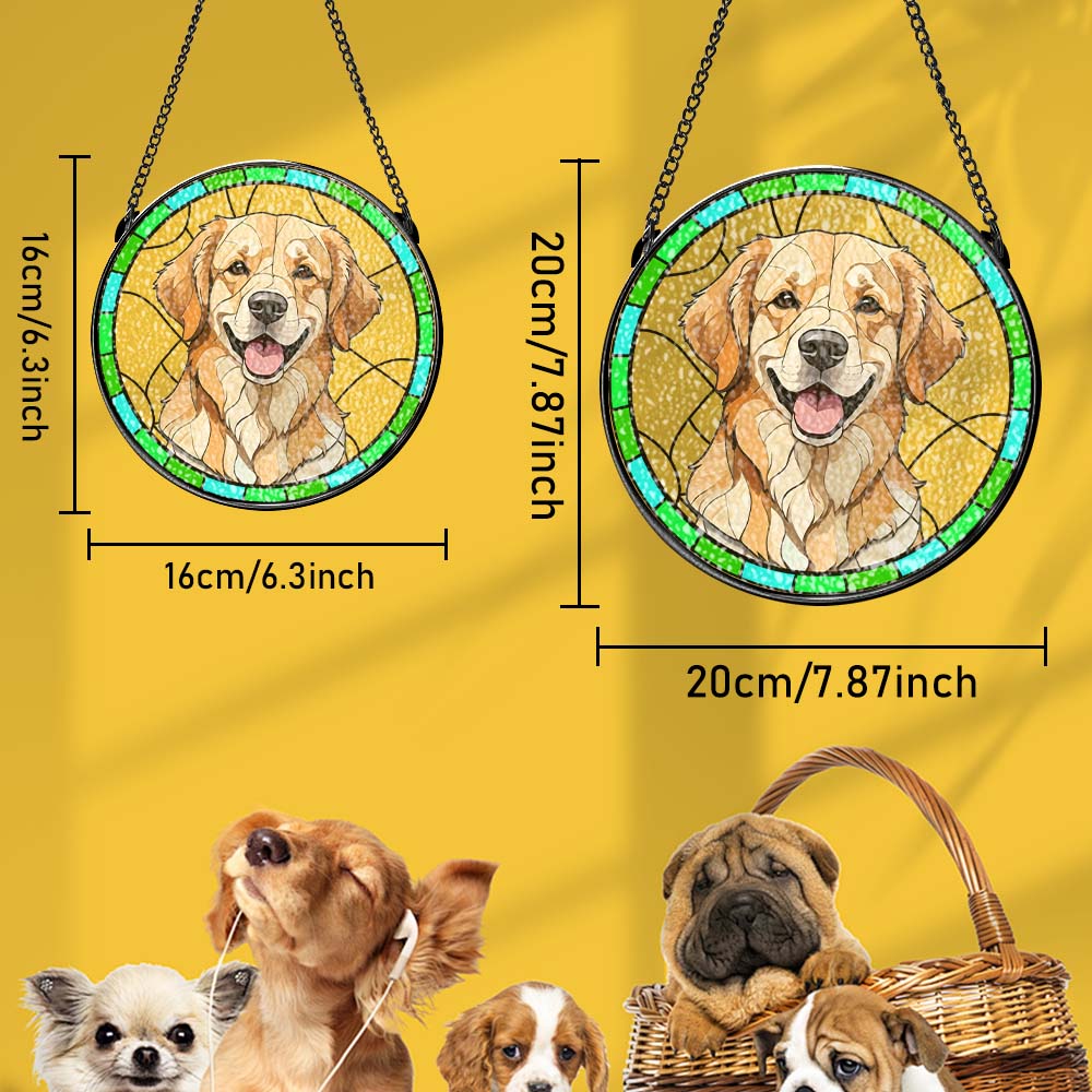 Personalized Ornament Dog Memorial Pet Portrait Art Suncatcher Stained Glass Gifts for Pet Lovers