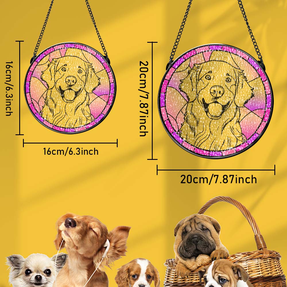 Custom Pet Portrait Suncatcher Stained Glass Pet Ornament Remembrance Gifts for Pet Lovers