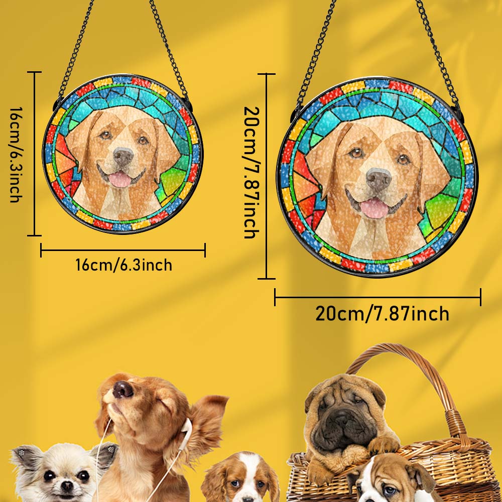 Custom Pet Stained Glass Suncatcher Pet Ornament Memorial Gifts for Pet Lovers