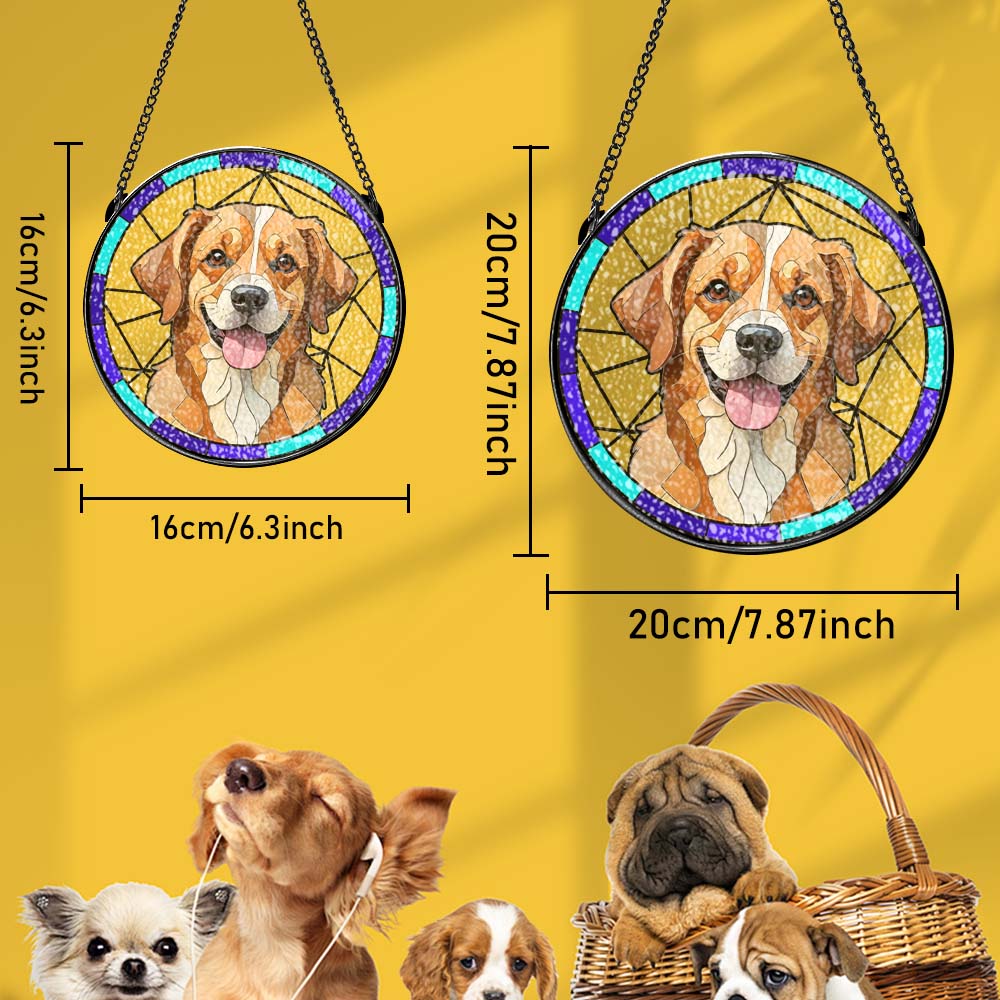 Custom Personalized Pet Memorial Ornament Pet Stained Glass Art Suncatcher Gifts for Pet Lovers