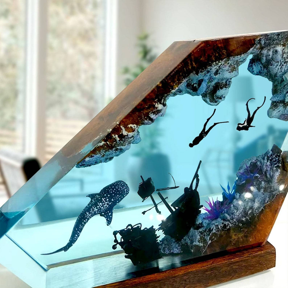 Art Resin Lamp Night Light Whale and Couple Diver Home Decor Gift Unique Birthday Gift Ideas