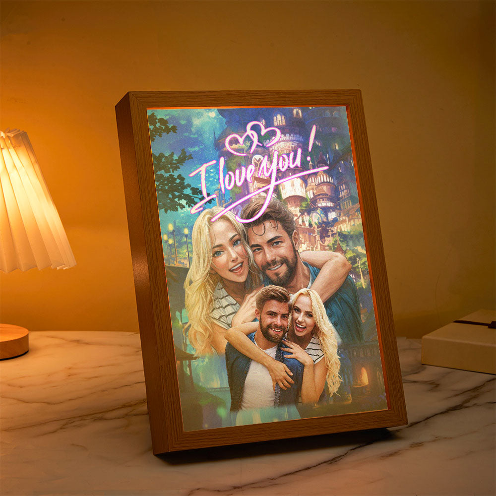 Customizable Art Framed Lamps for Couples Personalized Miracle Light Couple Portraits Best Anniversary Gift