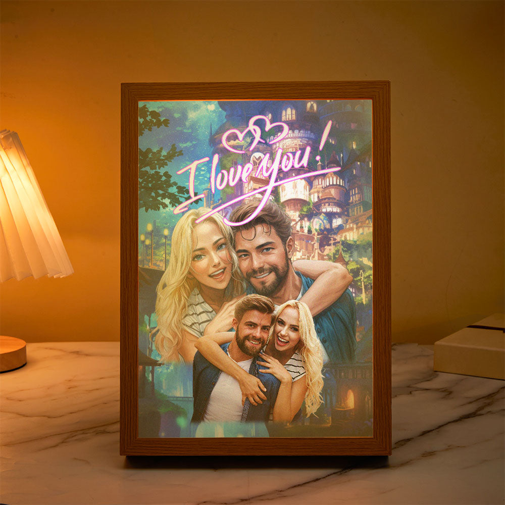 Customizable Art Framed Lamps for Couples Personalized Miracle Light Couple Portraits Best Anniversary Gift