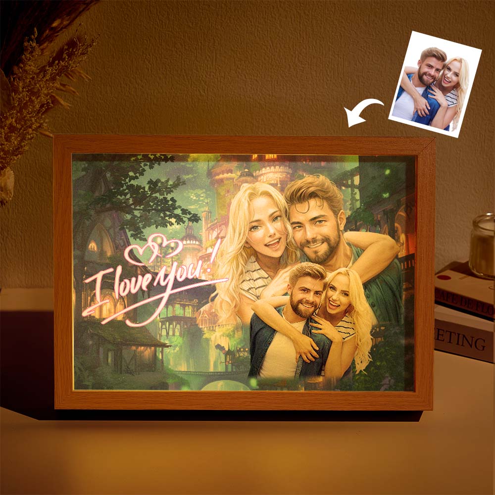 Customizable Art Framed Lamps for Couples Personalized Miracle Light Couple Portraits Best Anniversary Gift