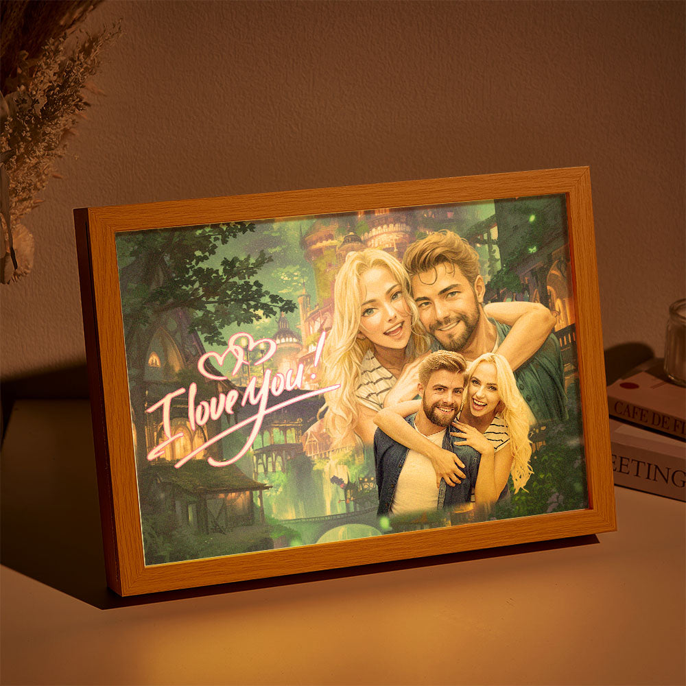 Customizable Art Framed Lamps for Couples Personalized Miracle Light Couple Portraits Best Anniversary Gift