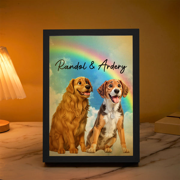 Custom Animated Light Portrait Personalized Art Frame Gifts Dog Memorial Gifts for Pet Lovers