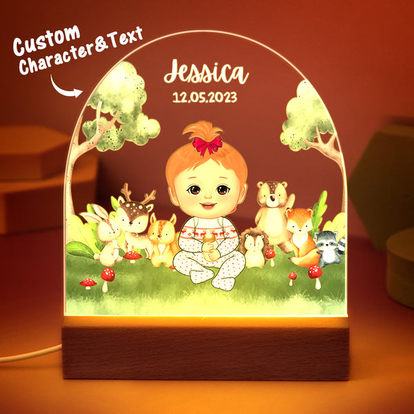 Personalised Baby & Animal Custom LED Night Light for Bedroom Decor