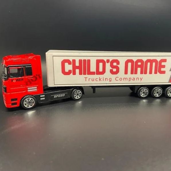 Personalized toy truck, customized with your child's name on the side of the truck: birthday, Christmas, any event for children!