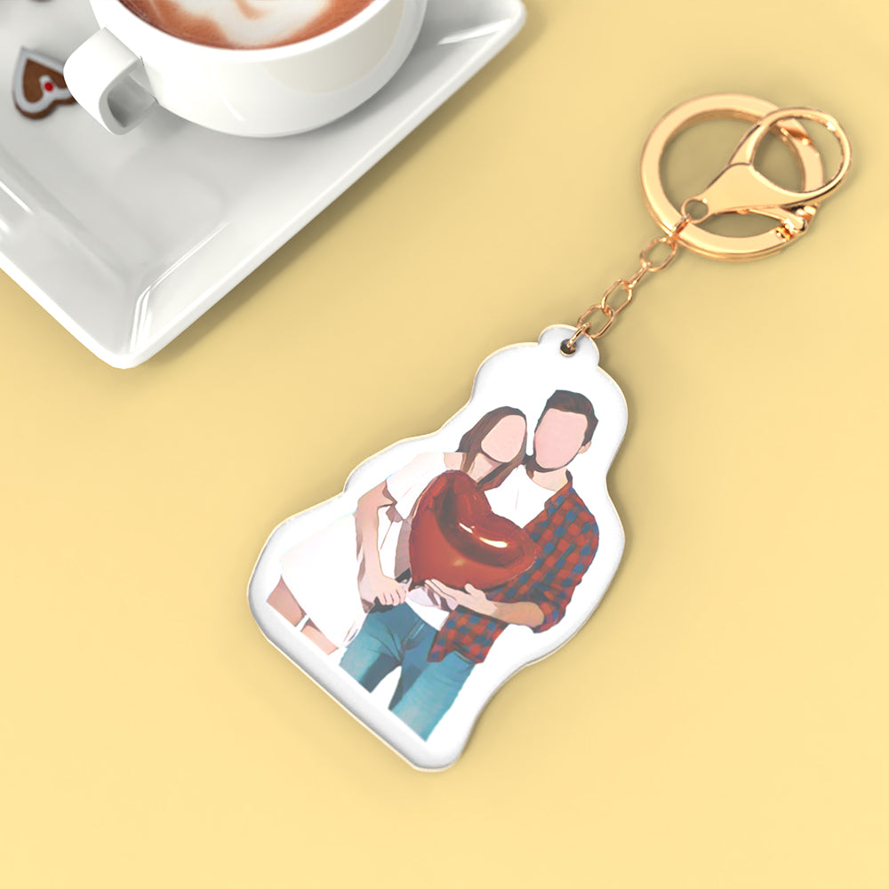 Christmas Family Photo Personalised Portrait Keychain for Unique Gift