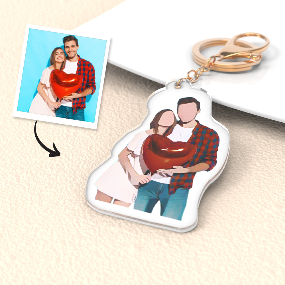 Christmas Family Photo Personalised Portrait Keychain for Unique Gift